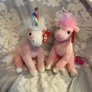 TWO Unicorn Beanie Babies